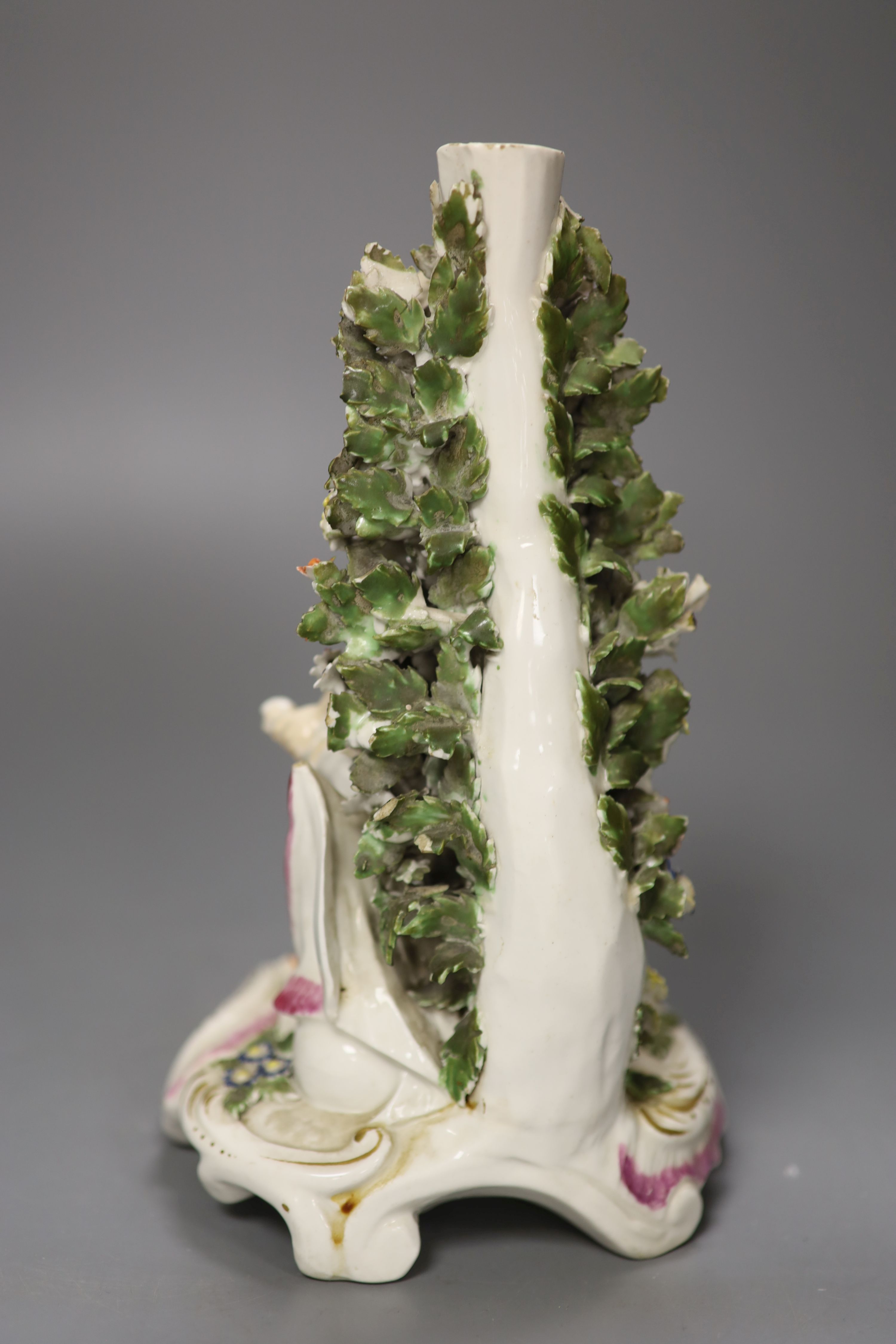 A Derby figure of Mars standing beside a shield in front of a flowering tree c. 1765-70, height 22cm